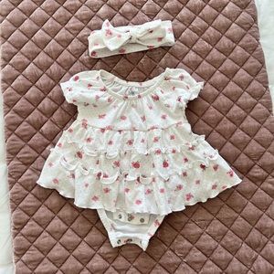 Duck Duck Goose Onesie Dress with Headband